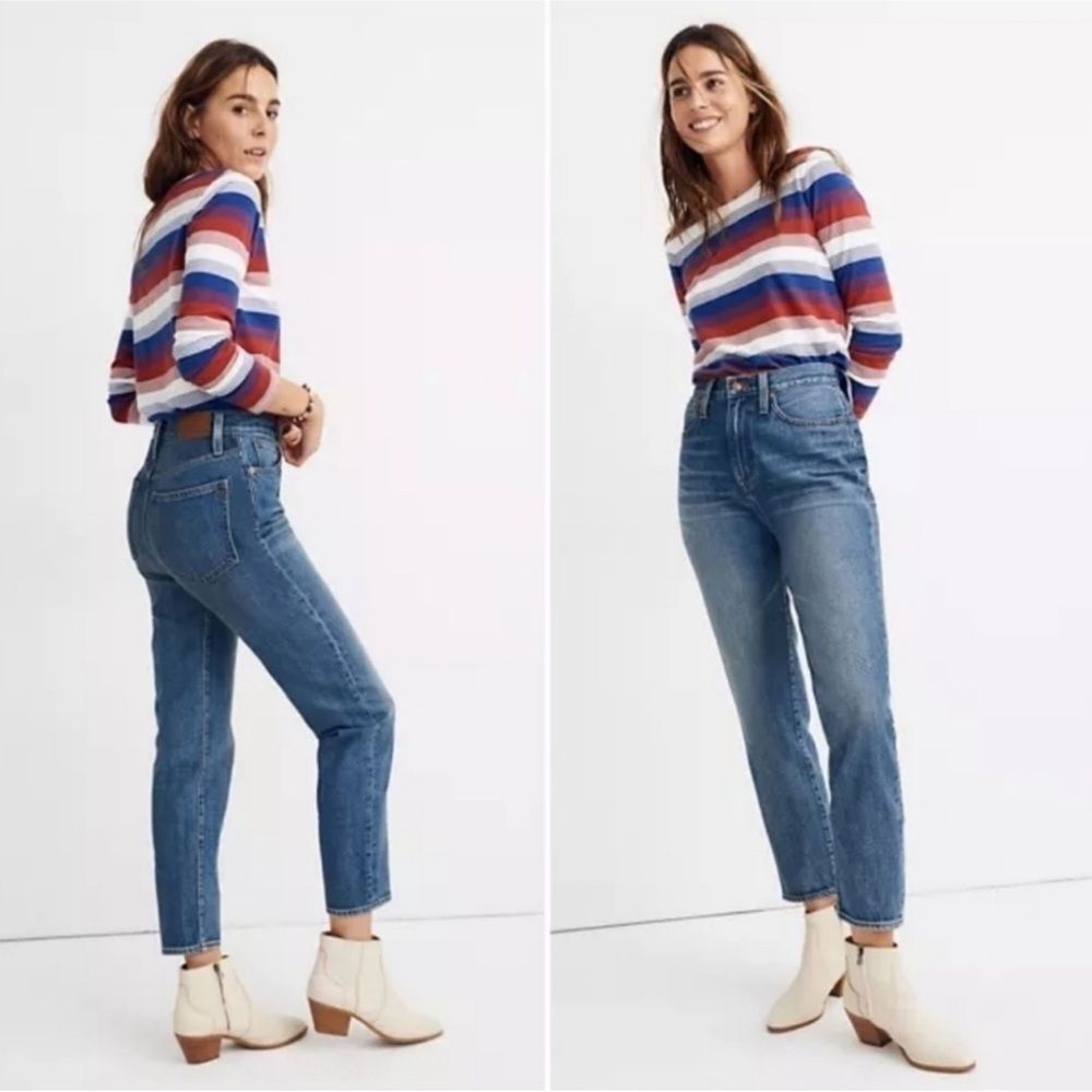 Madewell the mom Jean medium wash High-Waisted Blue Jeans women’s 31 Tall EUC